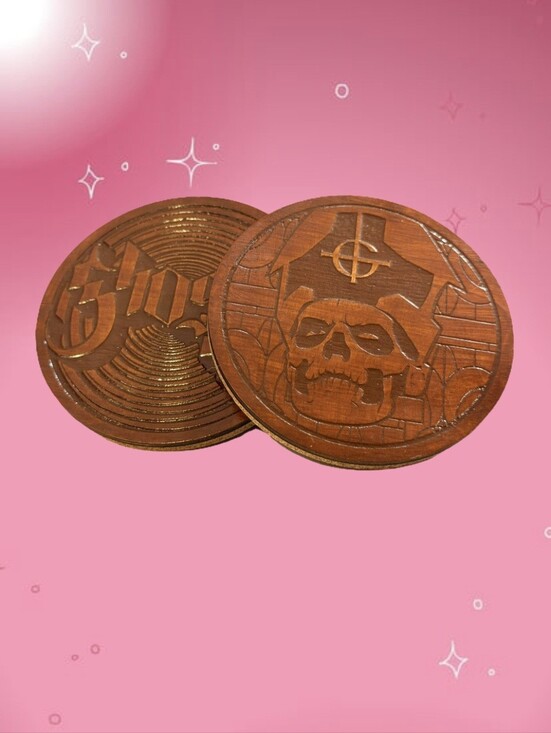 Other - Set Of 2 Ghost Band Wood Coasters
